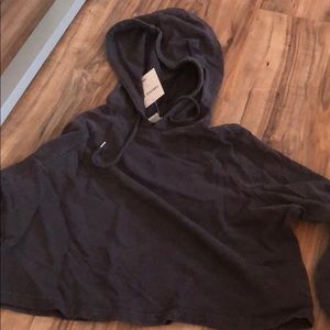 BROWN CROPPED HOODIE NWT